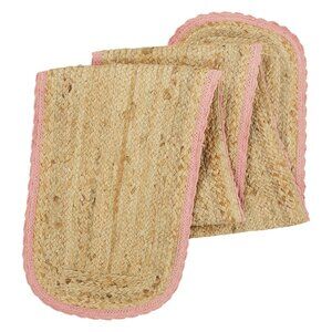 Pioneer Woman Crochet Table Runner 100% Jute Natural & Coral 14"W x 90"L New